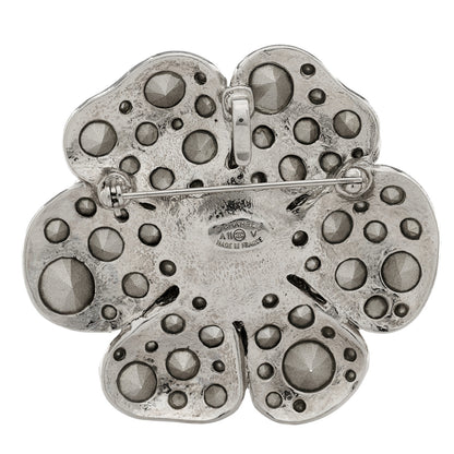 Chanel Swarovski Crystal Camellia CC Brooch Silver 3 of 3