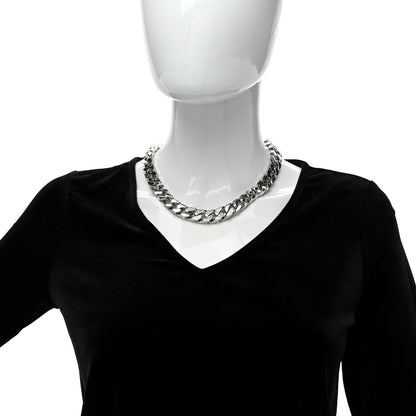 Louis Vuitton Metal Monogram Etched LV Chain Links Necklace Silver 2 of 3