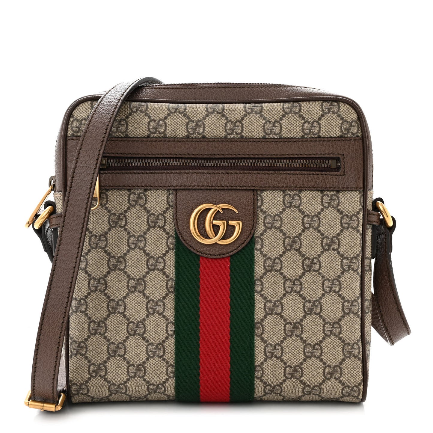 GG Supreme Monogram Web Small Ophidia Messenger Bag Brown