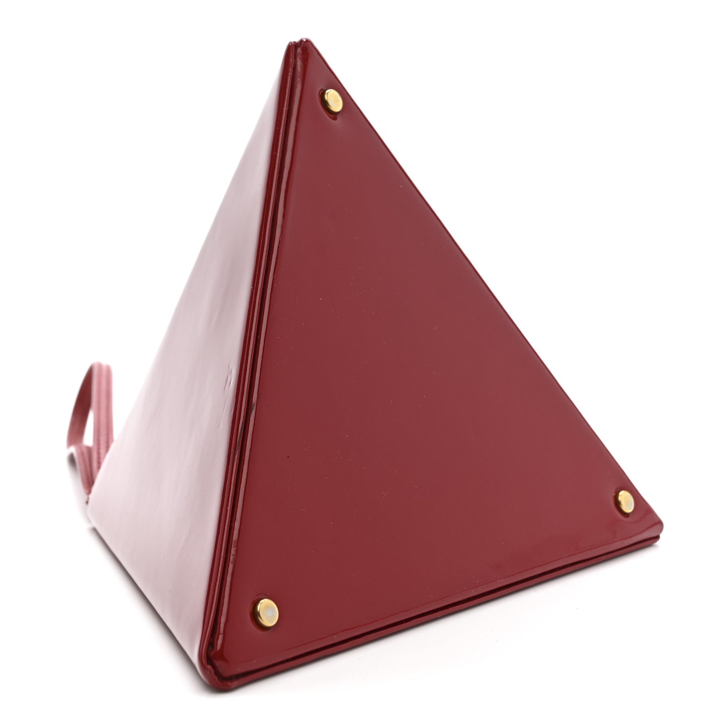 Patent Pyramid Clutch Rouge