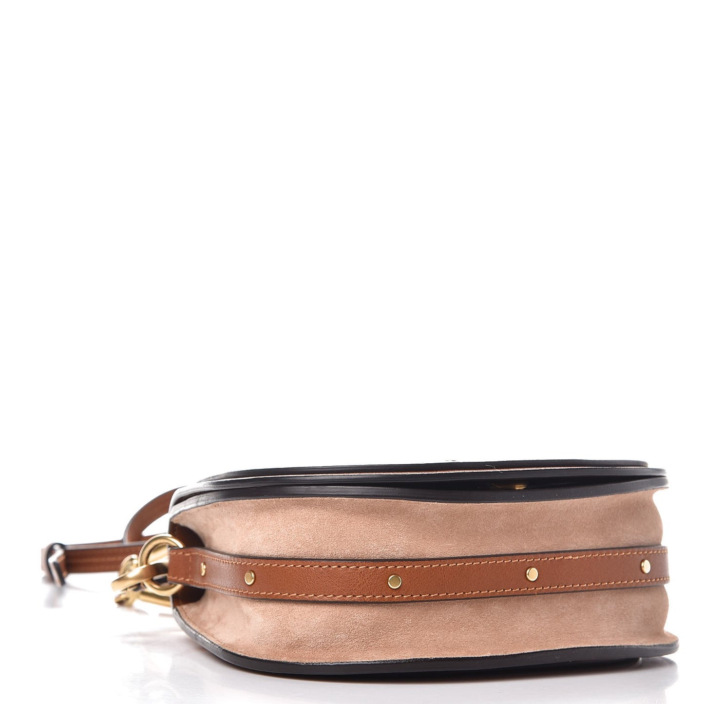 Calfskin Suede Floral Patchwork Small Nile Bracelet Bag Caramel