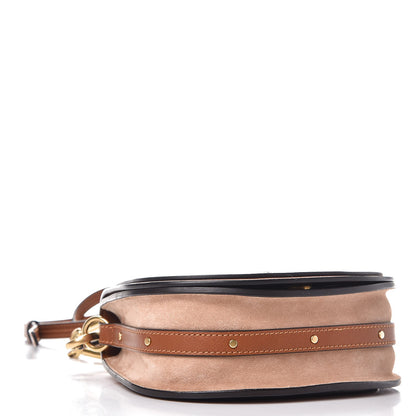 Chloe Calfskin Suede Floral Patchwork Small Nile Bracelet Bag Caramel 5 of 10