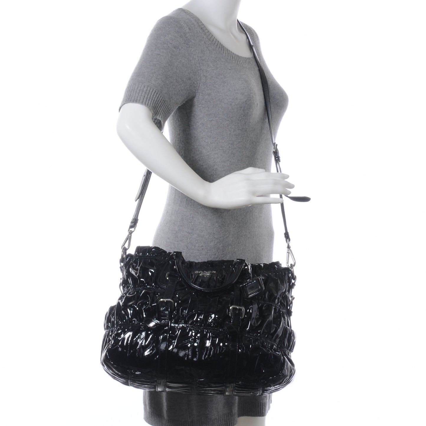 Vernice Gaufre Tote Black