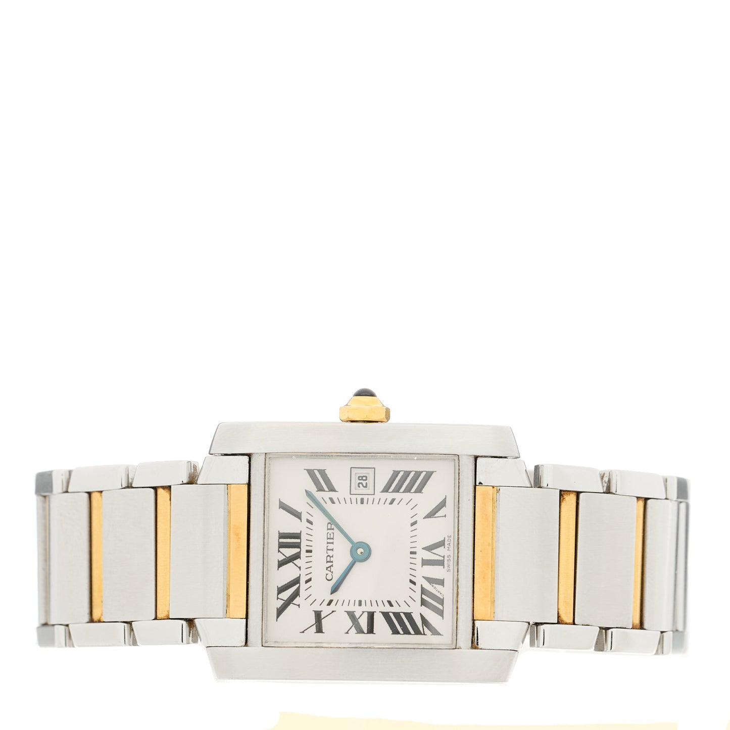Stainless Steel 18K Yellow Gold 25mm Tank Francaise Quartz Watch