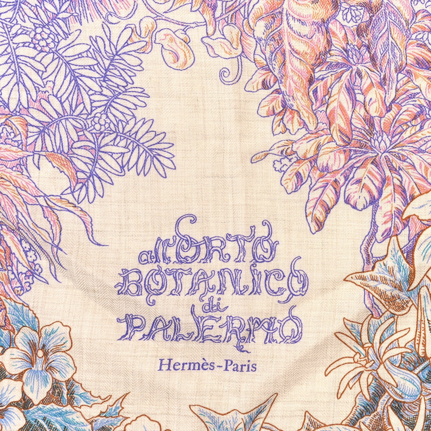 Hermes Cashmere Silk All'Orto Botanico di Palermo 140 Rose Naturel