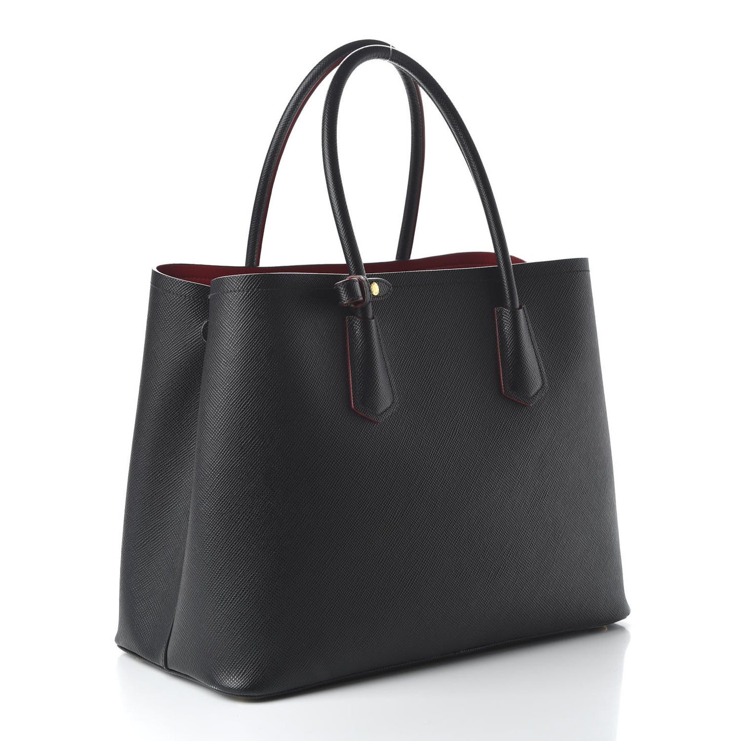 Saffiano Cuir Large Double Bag Black Fuoco