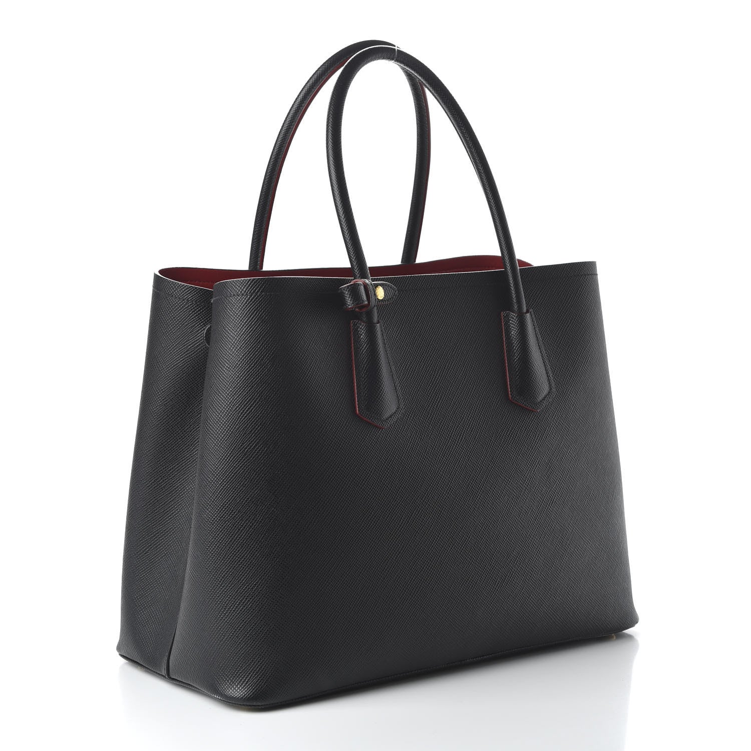 Prada Saffiano Cuir Large Double Bag Black Fuoco 3 of 9