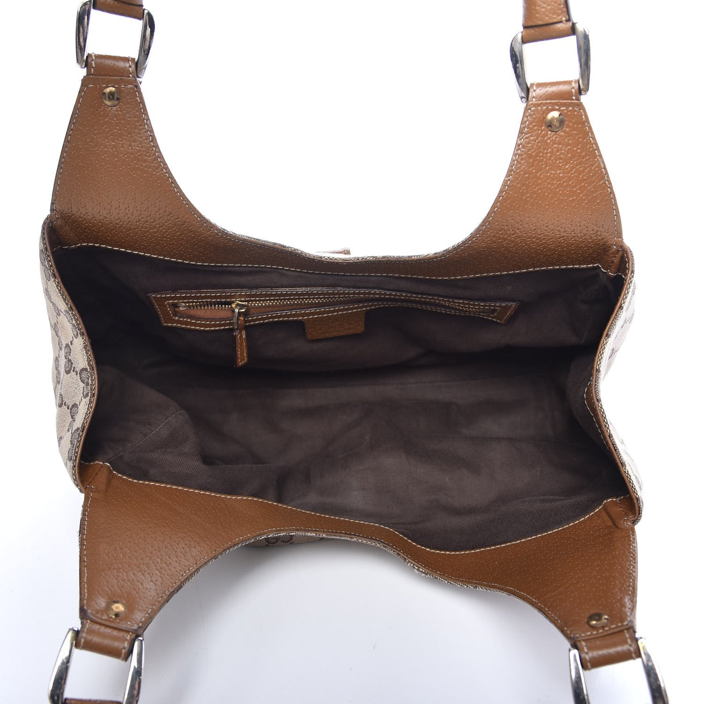 Monogram Calfskin Large Bardot Shoulder Bag Brown