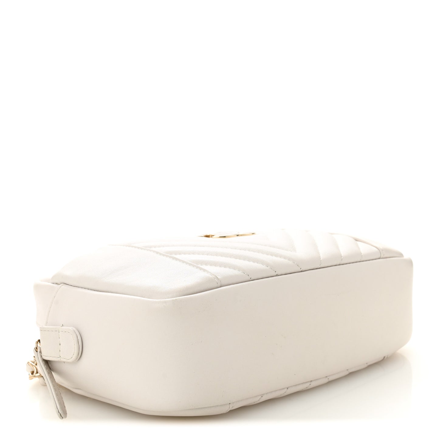 Calfskin Quilted Daily Chevron Camera Case White