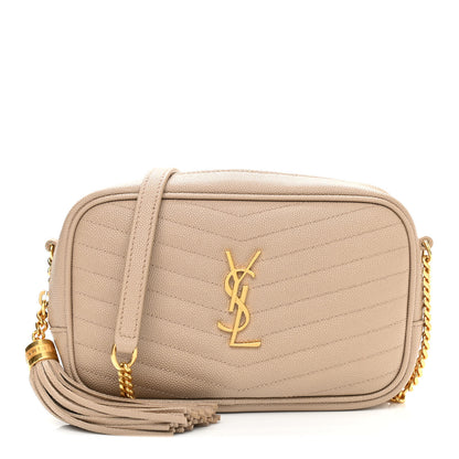 Saint Laurent Grain De Poudre Matelasse Monogram Mini Lou Camera Bag Dark Latte 1 of 12