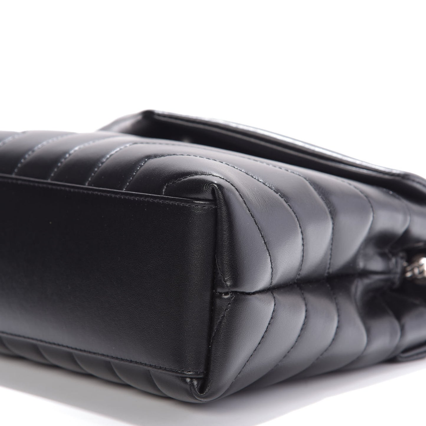 Calfskin Y Quilted Monogram Small Loulou Chain Satchel Black
