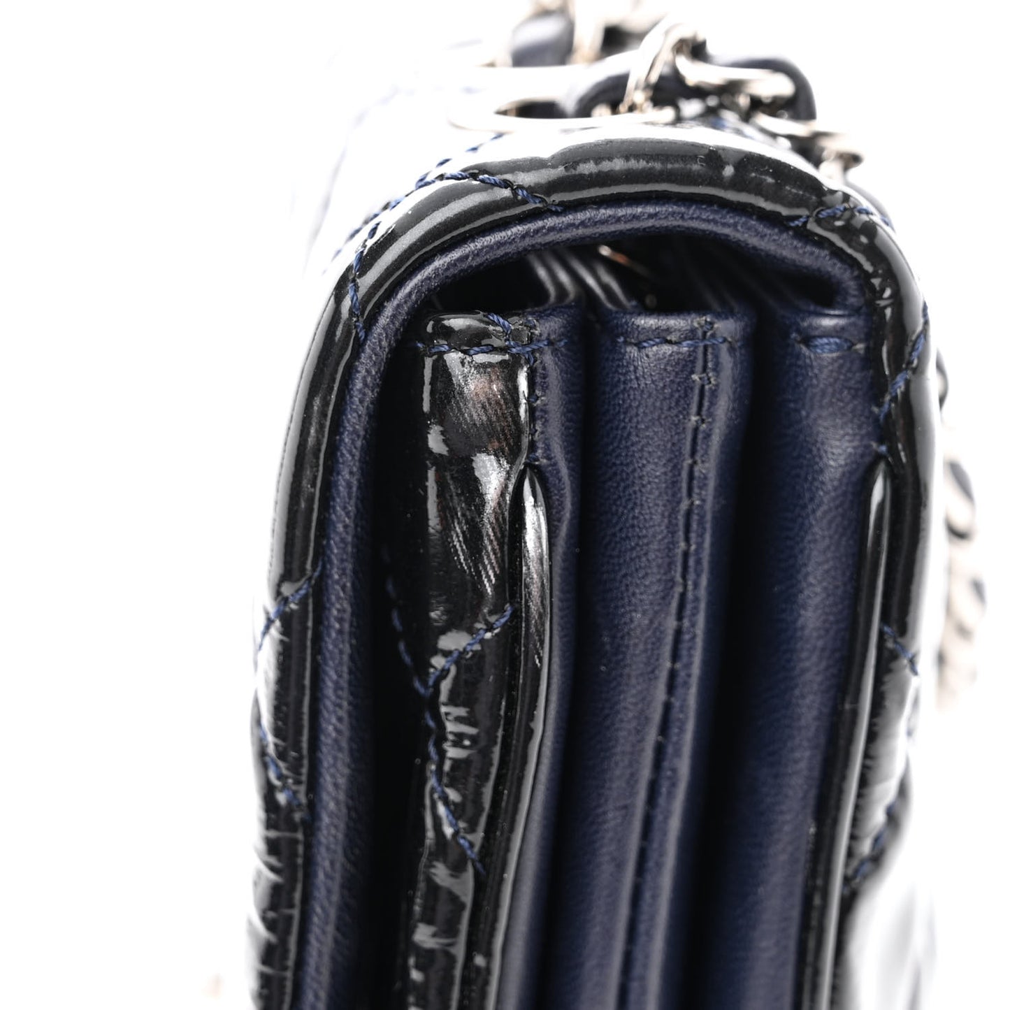 Patent Quilted 3 Jumbo Flap Navy