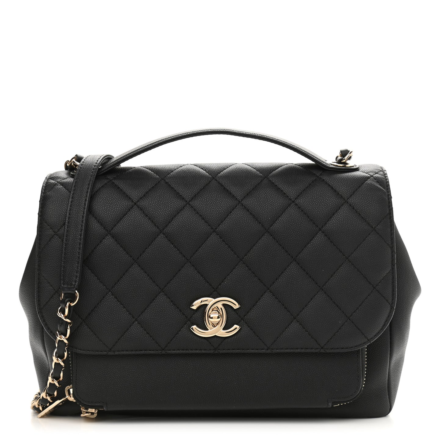 Caviar Quilted Large Business Affinity Flap Black