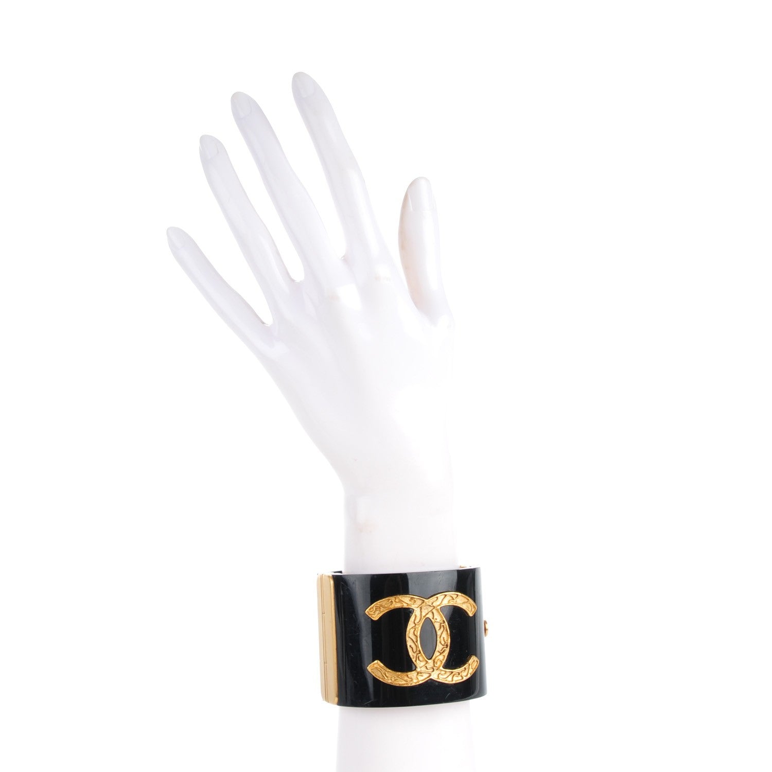 Chanel Resin CC Cuff Black Gold 2 of 5