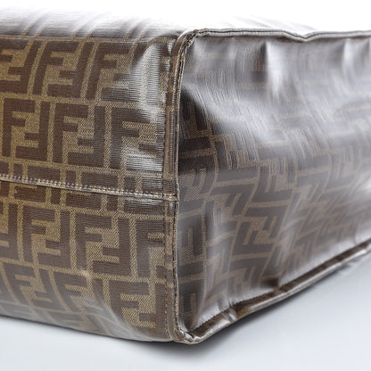 Fendi X FILA Glazed Fabric FF 1974 Mania Shopping Tote Bag Mogano Panna Blueberry 9 of 20