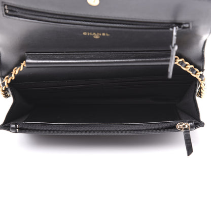 Chanel Caviar Quilted CC Filigree Wallet On Chain WOC Black 4 of 8