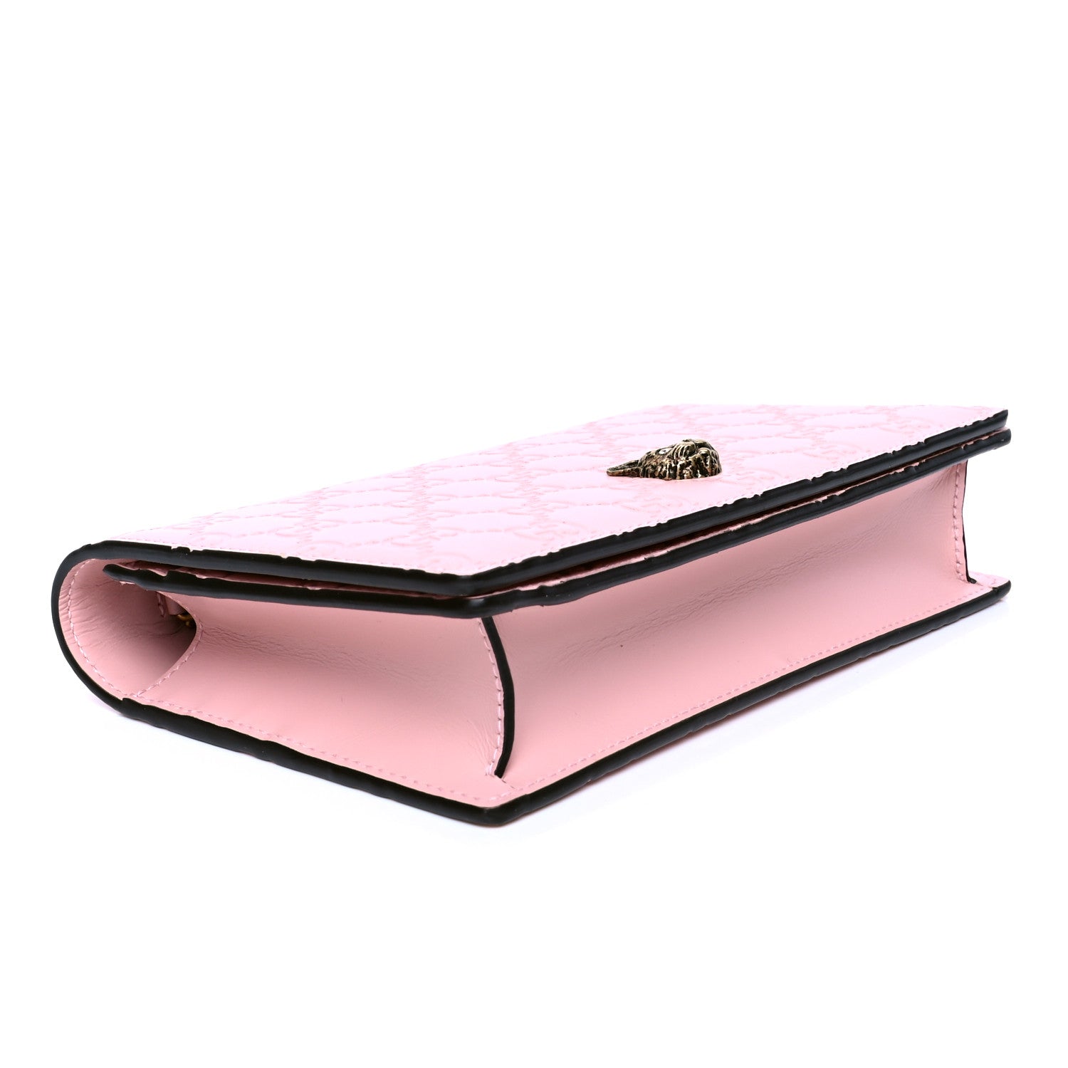 Gucci Guccissima Signature Crystal Cat Chain Wallet Light Candy Pink 3 of 4