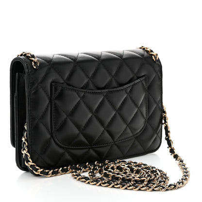 Chanel Lambskin Quilted Chain Around Wallet On Chain WOC Black 3 of 13