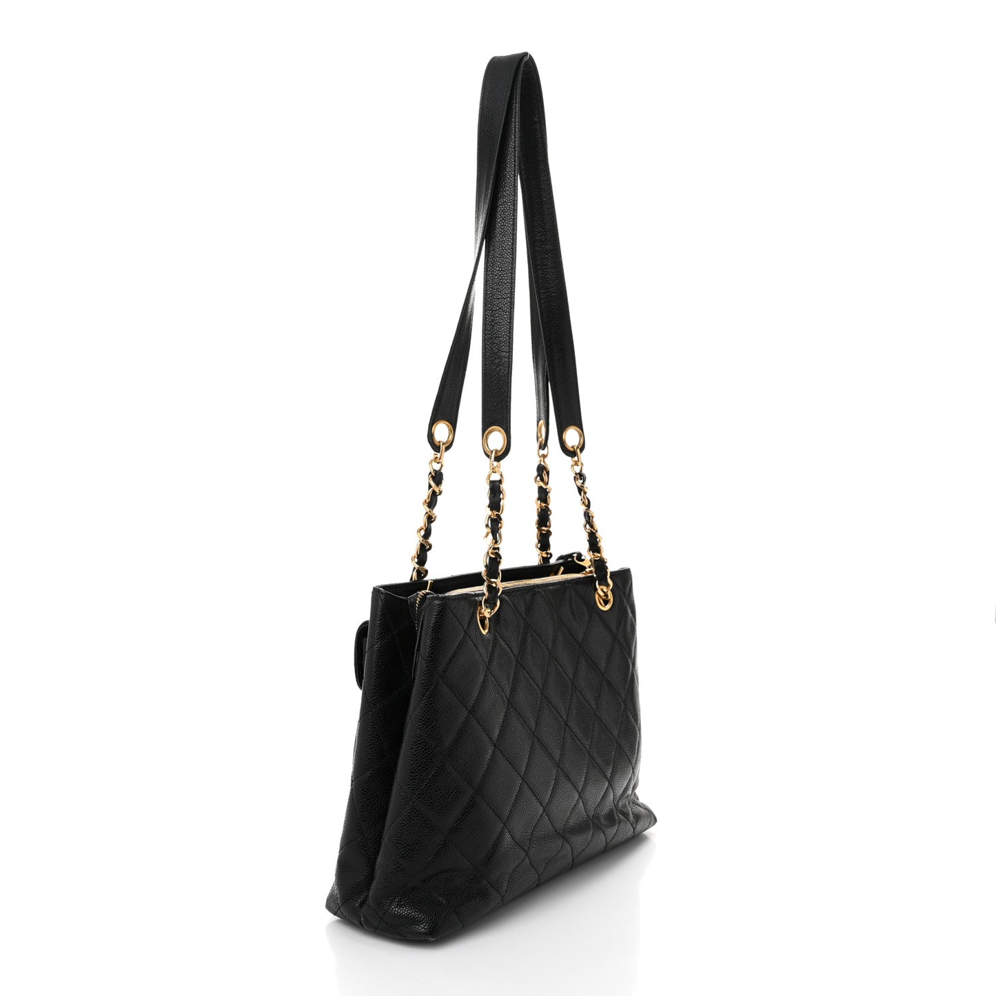 Caviar Quilted Flap Shoulder Bag Black