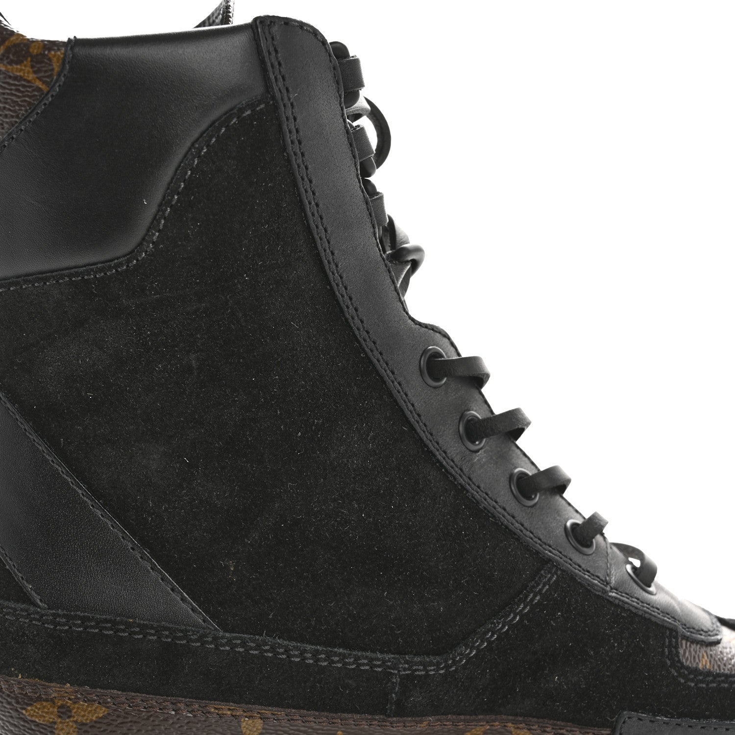 Louis Vuitton Suede Calfskin Monogram Laureate Platform Desert Boots 38 Black 11 of 11
