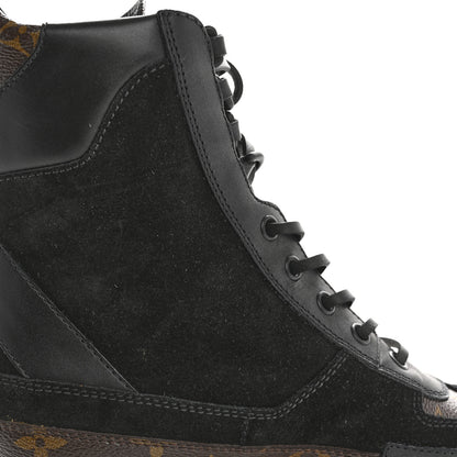 Louis Vuitton Suede Calfskin Monogram Laureate Platform Desert Boots 38 Black 11 of 11