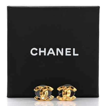 Chanel Metal CC Paris Button Stud Earrings Gold 5 of 5