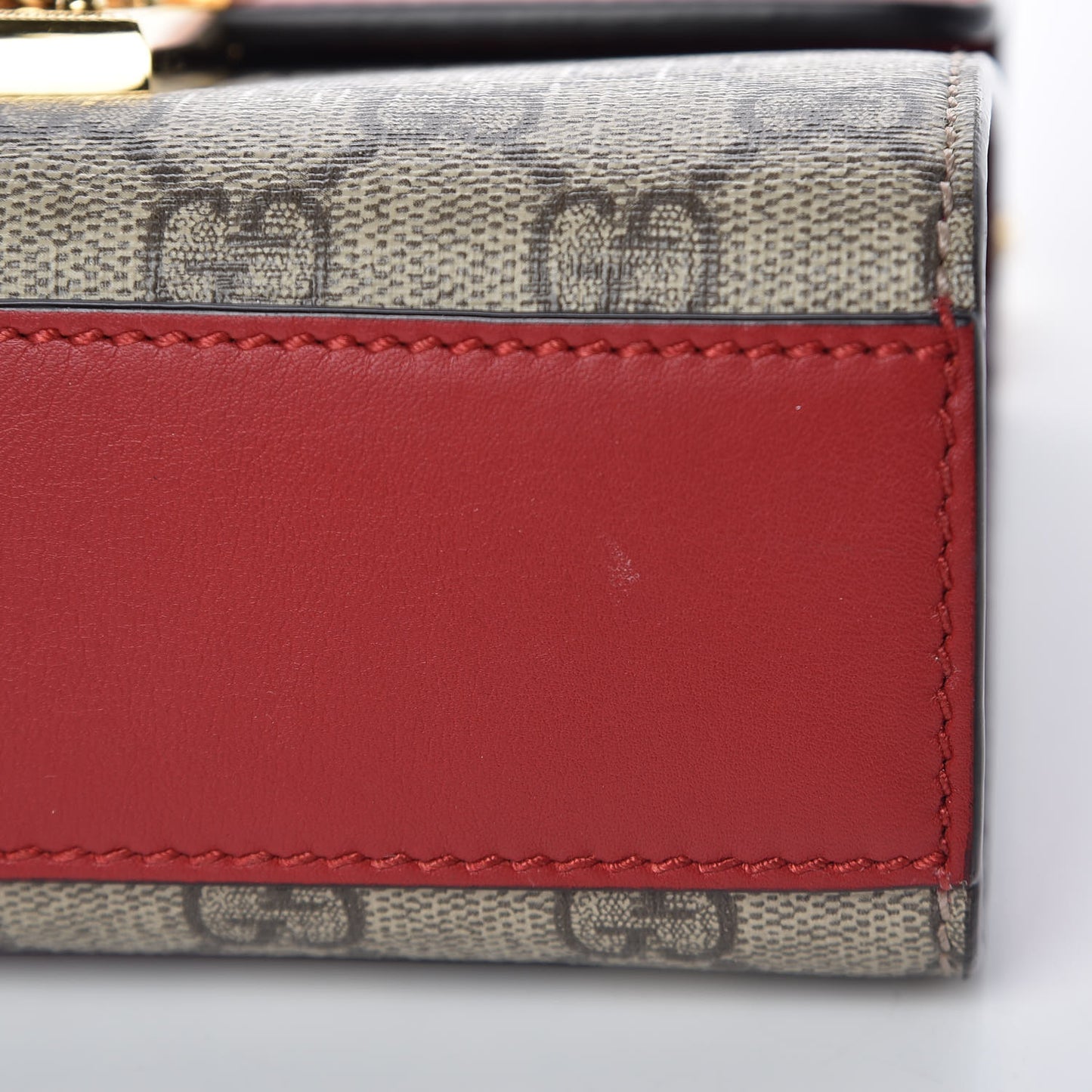 GG Supreme Monogram Calfskin Small Padlock Shoulder Bag Beige Hibiscus Red New Rosette