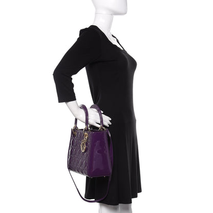 Christian Dior Patent Cannage Medium Lady Dior Purple 3 of 11