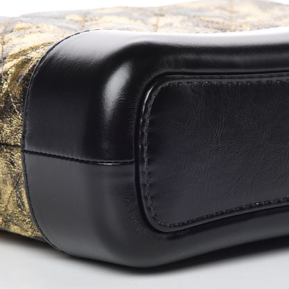 Chanel Metallic Crumpled Goatskin Quilted Small Gabrielle Hobo Black Gold 5 of 10