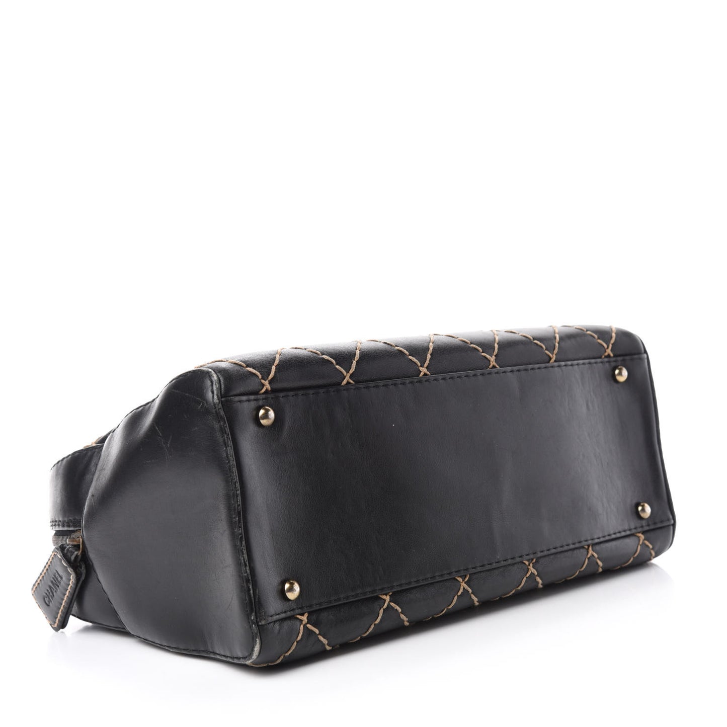 Calfskin Wild Stitch Top Handle Bag Black