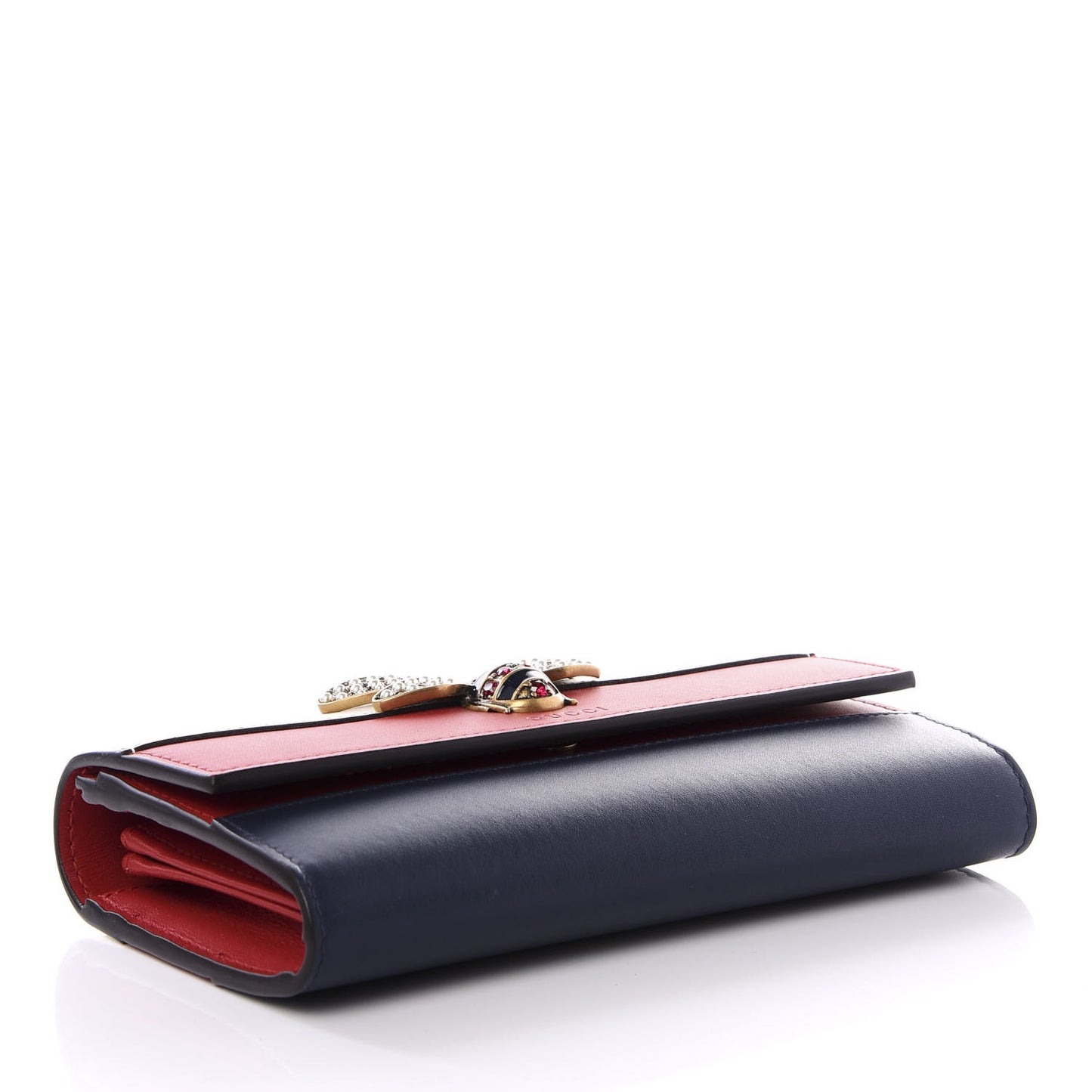 Calfskin Queen Margaret Flap Wallet Blue Agata Hibiscus Red Mystic White
