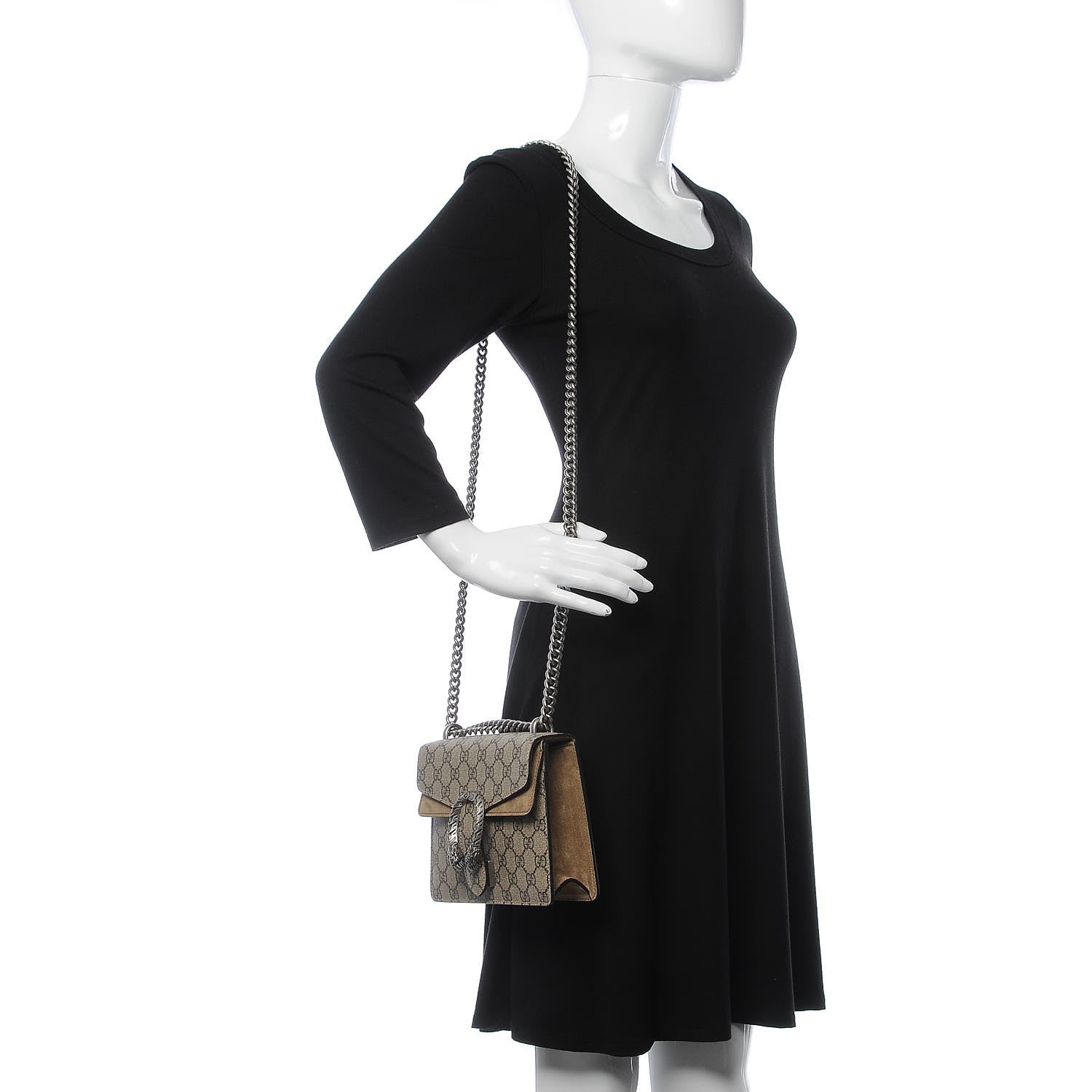 Gucci GG Supreme Monogram Mini Dionysus Shoulder Bag Taupe 2 of 7