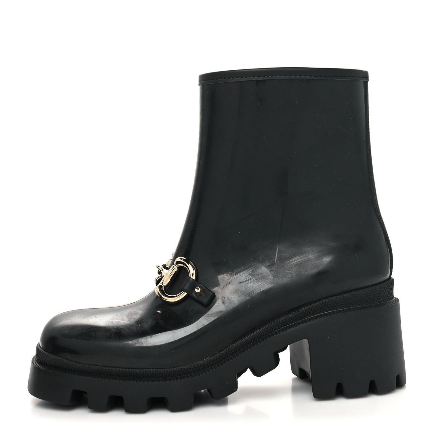 Rubber Womens Horsebit Ankle Boots 38 Black