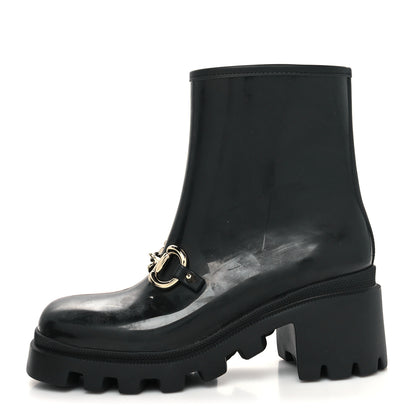 Gucci Rubber Womens Horsebit Ankle Boots 38 Black 1 of 8