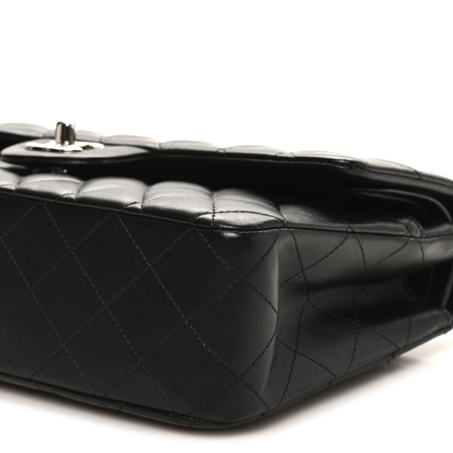 Lambskin Quilted Medium Double Flap Black