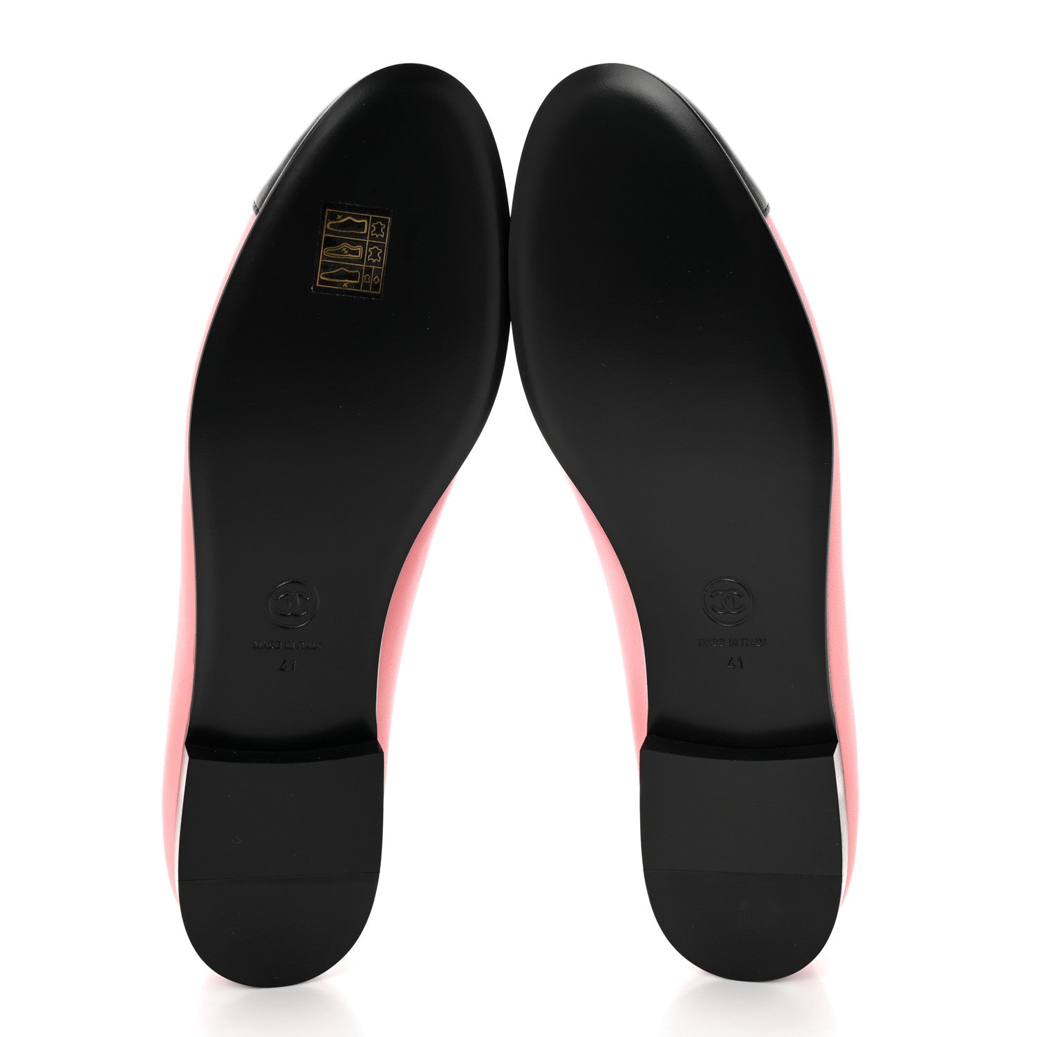 Chanel Lambskin Cap Toe CC Ballerina Flats 41 Coral Black 5 of 11