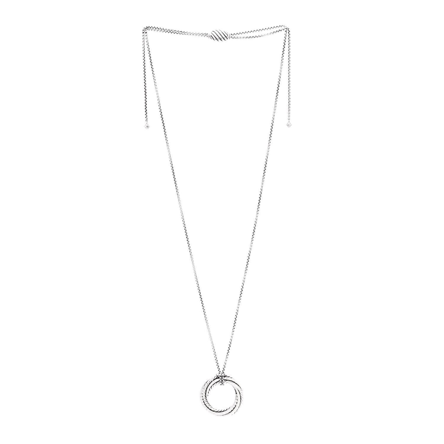 Sterling Silver Pave Diamond 30mm Crossover Circle Necklace
