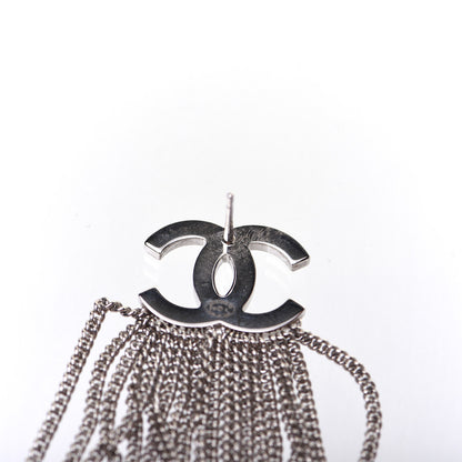 Chanel Baguette Crystal CC Chain Drop Earrings Silver 5 of 8