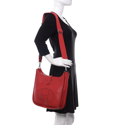 Hermes Taurillon Clemence Evelyne III PM Rouge Casaque 2 of 11