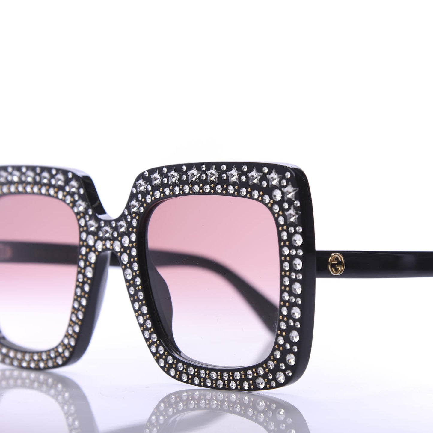 Acetate Crystal Oversize Sunglasses GG0148S Black