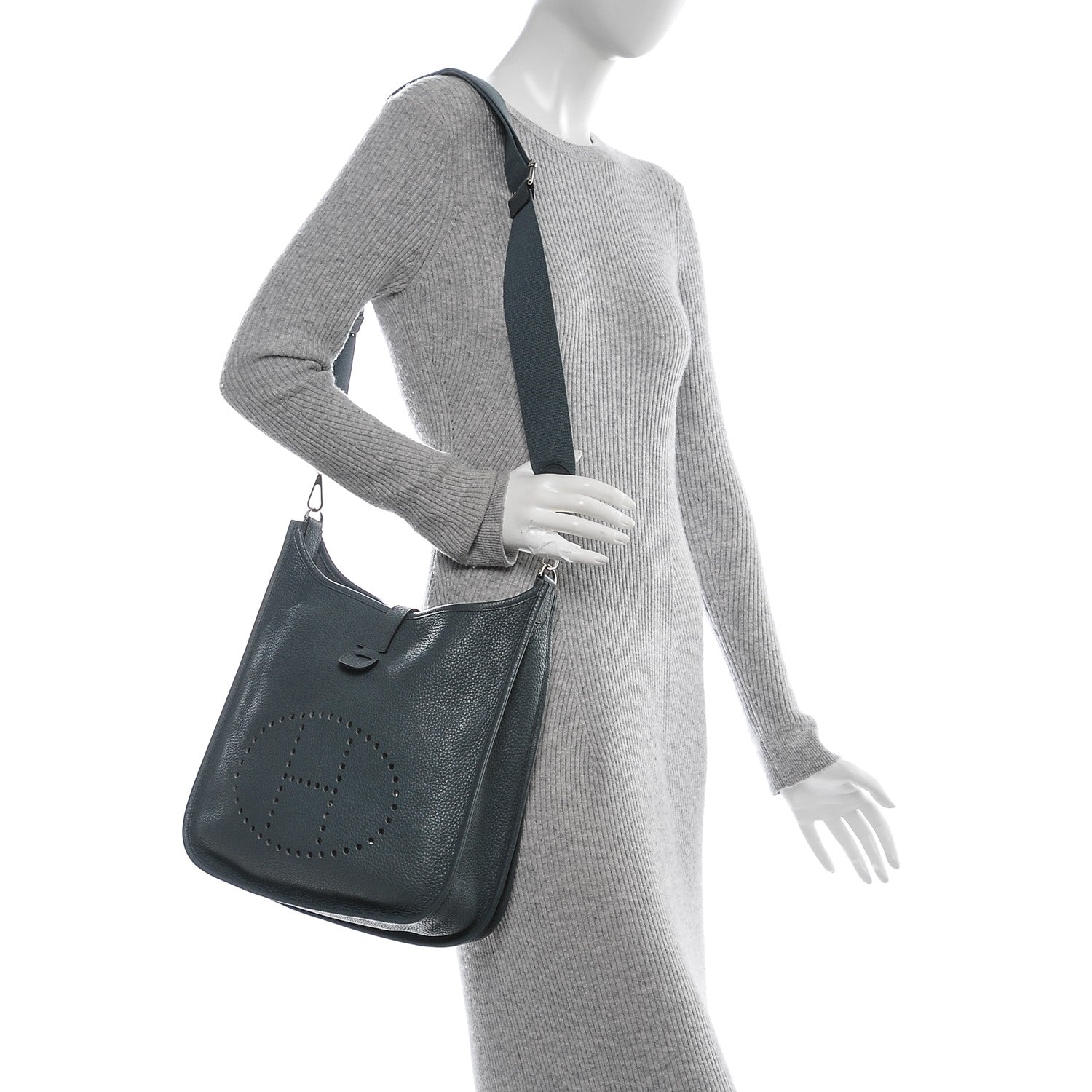 Hermes Taurillon Clemence Evelyne III GM Bleu Orage 2 of 7