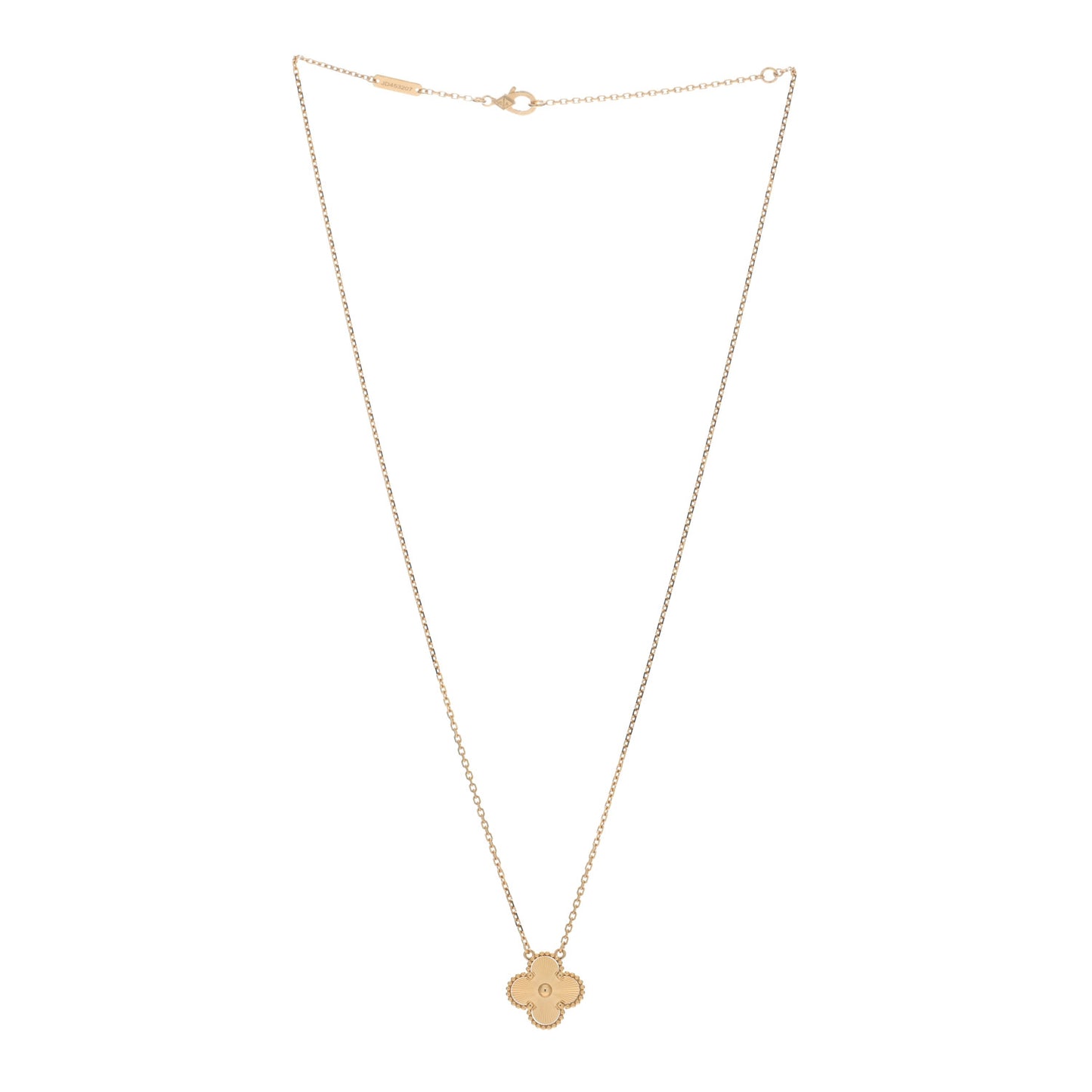 18K Yellow Gold Guilloche Vintage Alhambra Pendant Necklace
