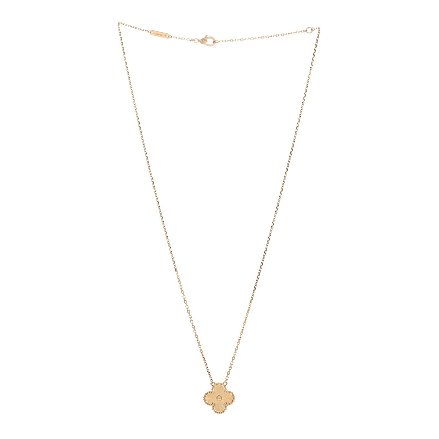 Van Cleef & Arpels 18K Yellow Gold Guilloche Vintage Alhambra Pendant Necklace 2 of 5