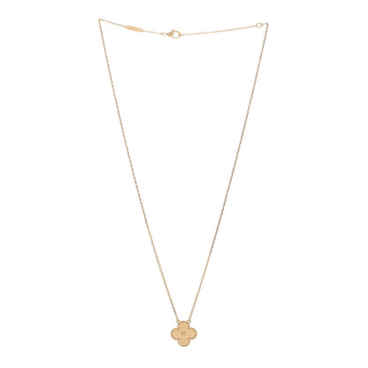 Van Cleef & Arpels 18K Yellow Gold Guilloche Vintage Alhambra Pendant Necklace 2 of 5