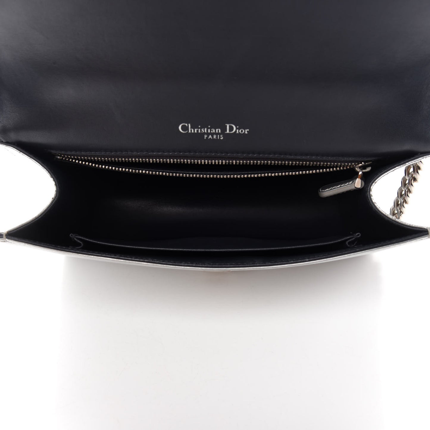 Metallic Patent Micro-Cannage Medium Diorama Flap Bag Silver