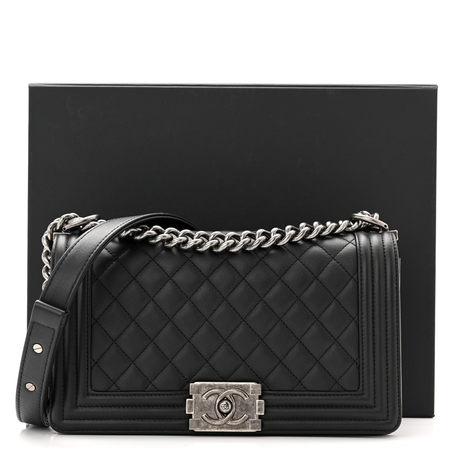 Chanel Calfskin Quilted Medium Boy Flap Black 11 of 11