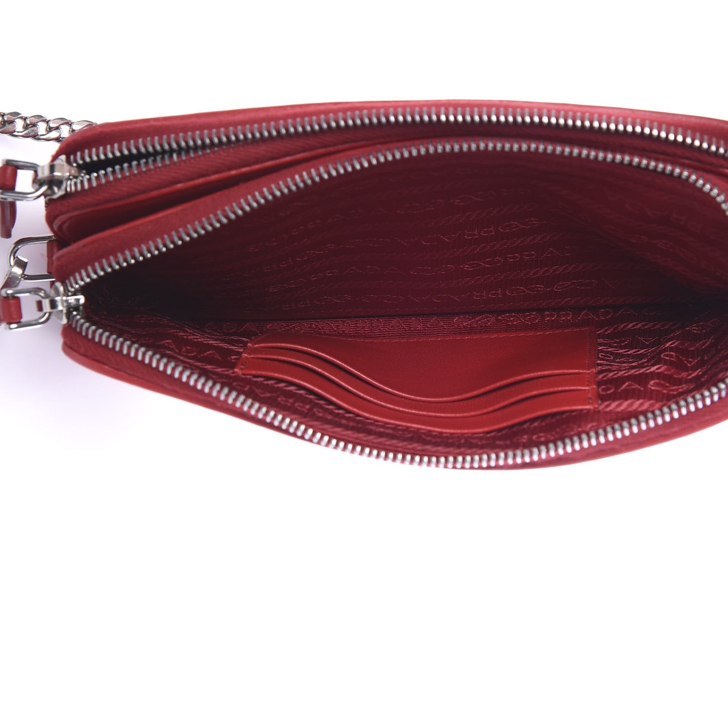 Nappa Impunture Diagramme Mini Double Zip Chain Crossbody Bag Fuoco