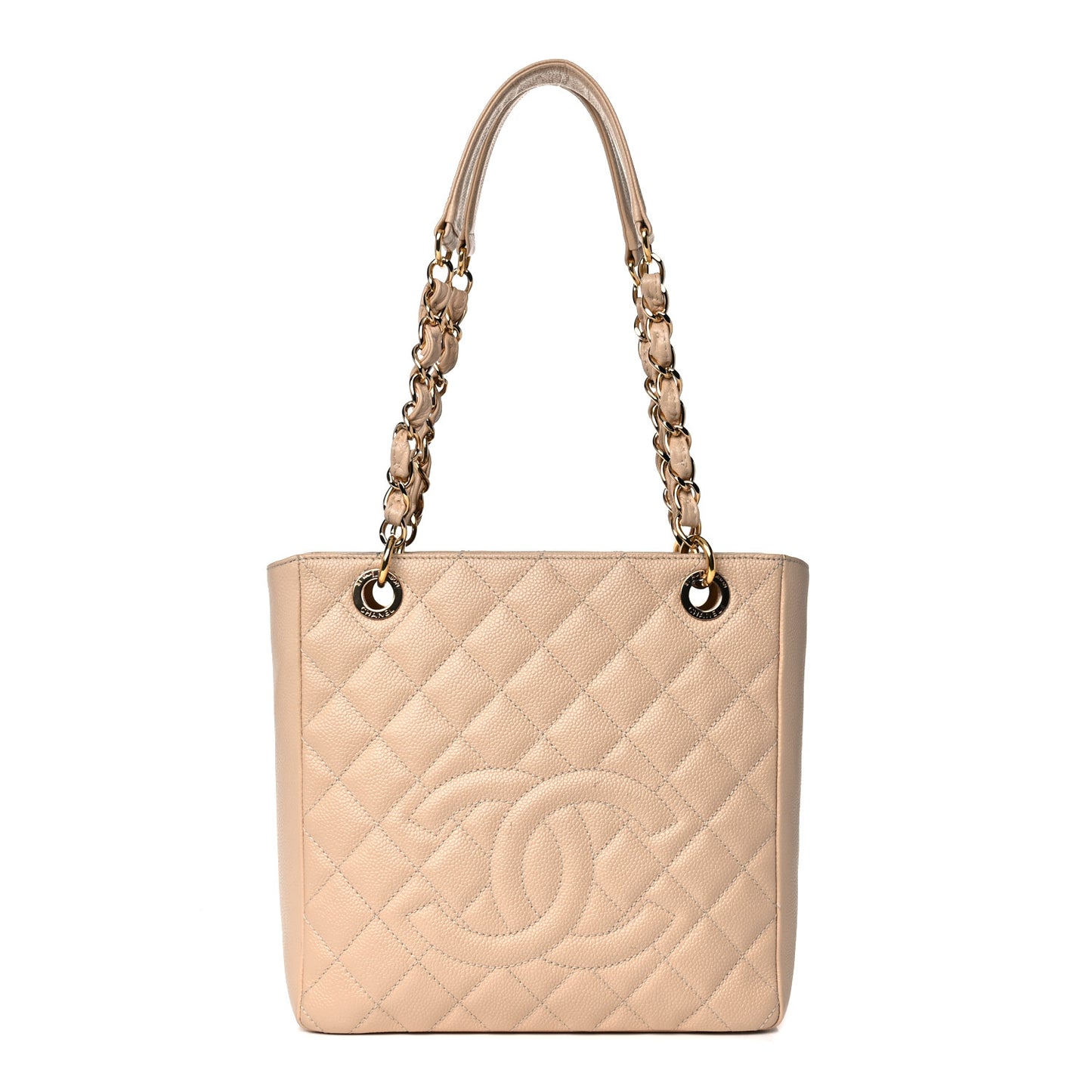 Caviar Quilted Petit Shopping Tote PST Beige Clair