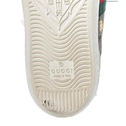 Gucci GG Supreme Monogram Bees Ayers Web Womens Ace Sneakers 37 Beige Oro Green Red 7 of 9