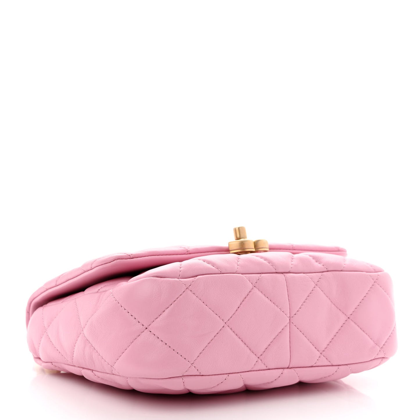 Lambskin Quilted Small Lacquered Chain Flap Pink
